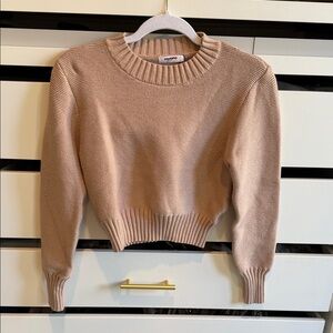 Cropped Crewneck Sweater - Taupe